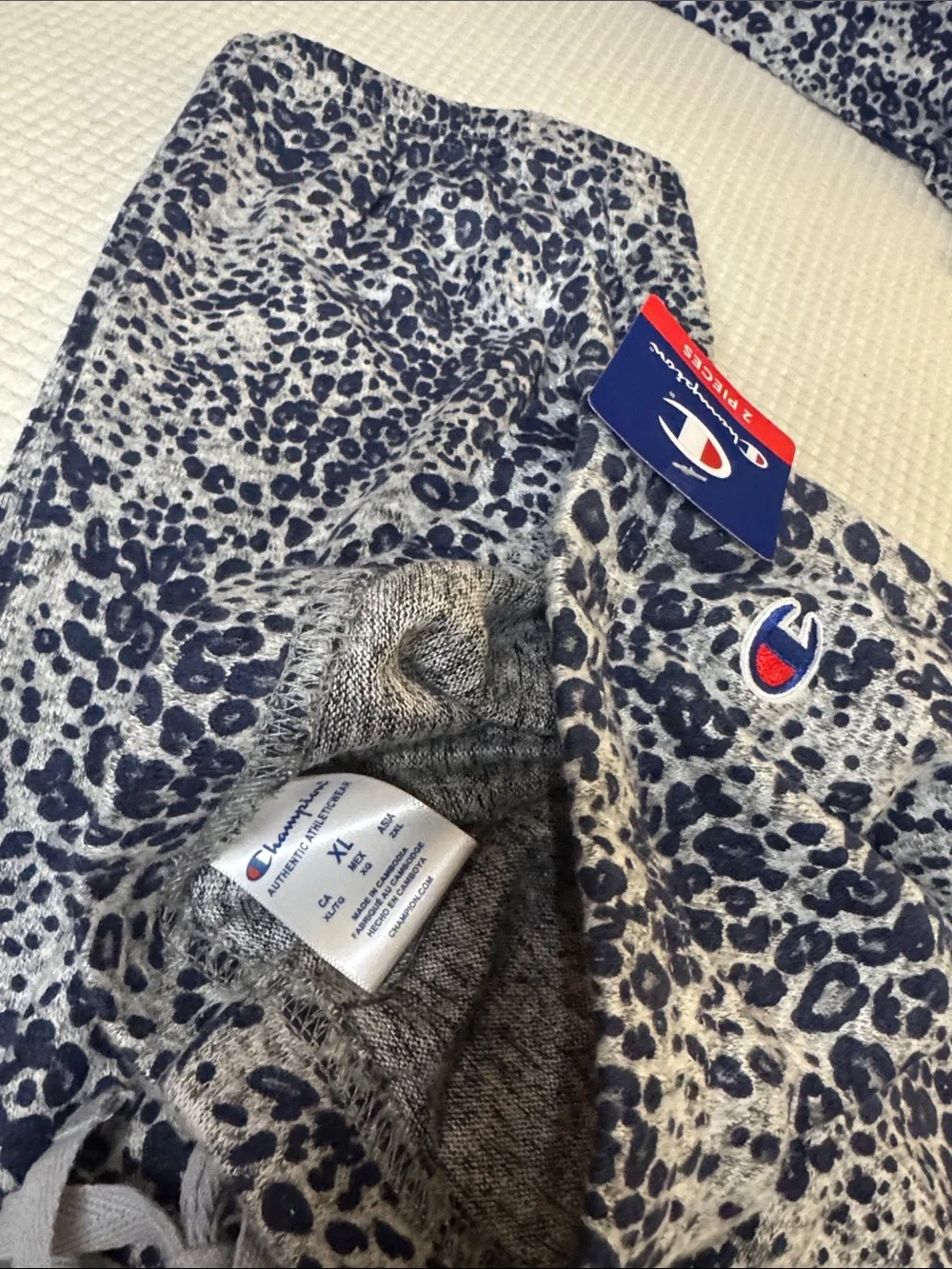 NWT Champion Navy and Gray Leopard XL Sleep set